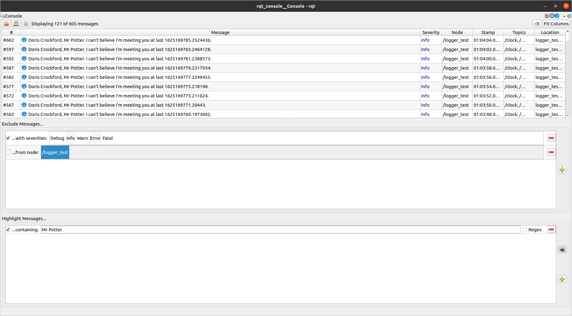 RQT Console Filtering