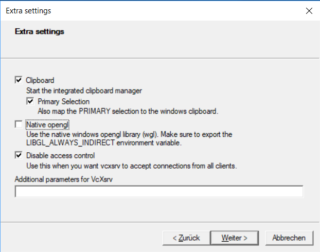 XLaunch Configuration